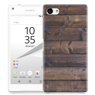Skal till Sony Xperia Z5 Compact - Mörkbetsade plank
