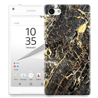 Skal till Sony Xperia Z5 Compact - Marble - Svart/Gul