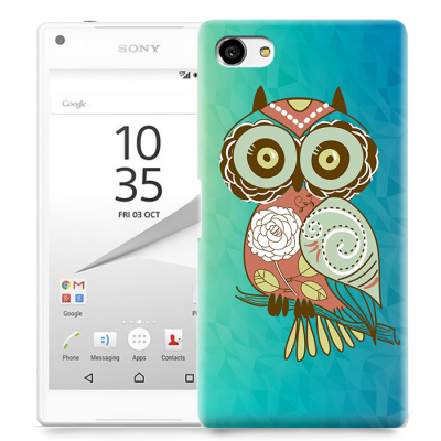 Skal till Sony Xperia Z5 Compact - Orientalisk uggla - Blå