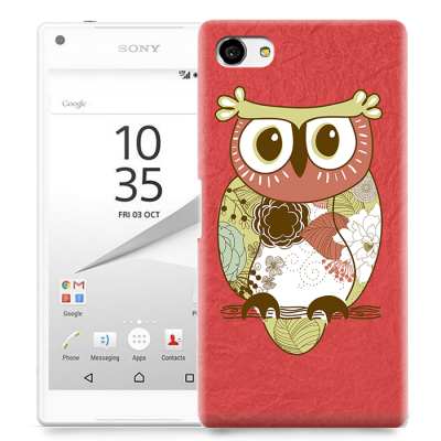 Skal till Sony Xperia Z5 Compact - Orientalisk uggla - Röd