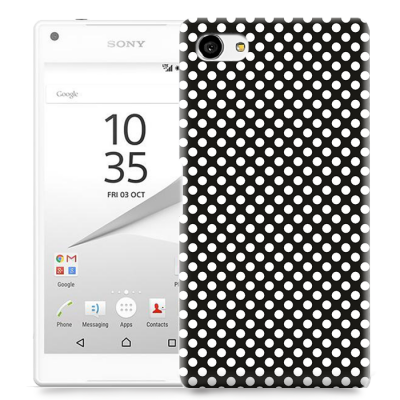 Skal till Sony Xperia Z5 Compact - Polkadots - Svart/Vit