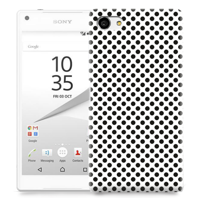 Skal till Sony Xperia Z5 Compact - Polkadots - Vit/Svart