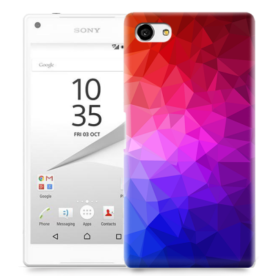 Skal till Sony Xperia Z5 Compact - Polygon - Blå/Lila/Röd