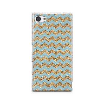 Skal till Sony Xperia Z5 Compact - Ränder - Guld/Blå