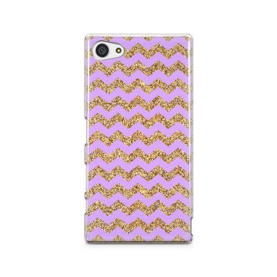 Skal till Sony Xperia Z5 Compact - Ränder - Guld/Lila