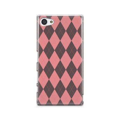 Skal till Sony Xperia Z5 Compact - Rutig - Rosa/Svart