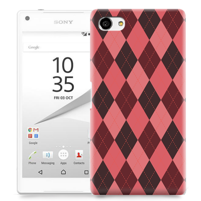 Skal till Sony Xperia Z5 Compact - Rutig - Rosa/Vinröd