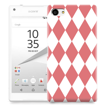 Skal till Sony Xperia Z5 Compact - Rutig - Rosa/Vit