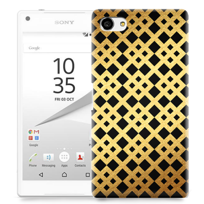 Skal till Sony Xperia Z5 Compact - Rutmönster - Guld/Svart