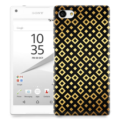 Skal till Sony Xperia Z5 Compact - Rutmönster - Svart/Guld