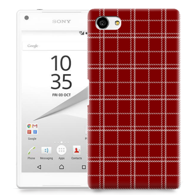 Skal till Sony Xperia Z5 Compact - Sömmar - Rutmönster Röd