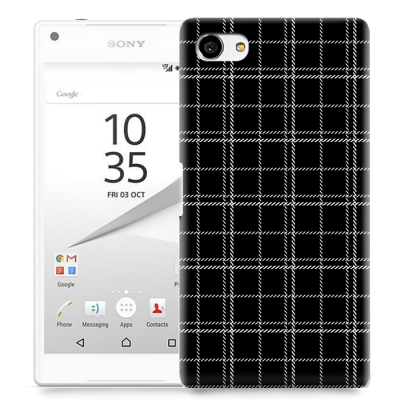 Skal till Sony Xperia Z5 Compact - Sömmar - Rutmönster Svart