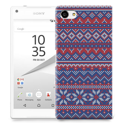 Skal till Sony Xperia Z5 Compact - Stickat - Blå/Röd