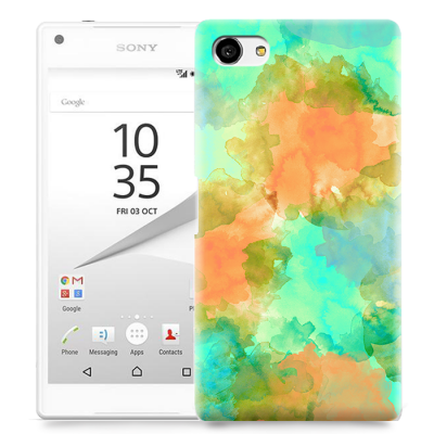 Skal till Sony Xperia Z5 Compact - Vattenfärg - Grön/Orange