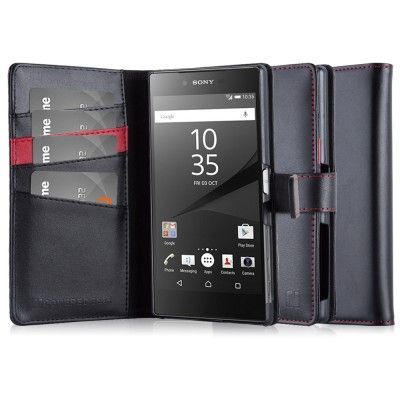 CoveredGear Äkta Läder Plånboksfodral till Sony Xperia Z5 Premium - Svart