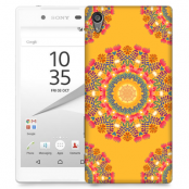 Skal till Sony Xperia Z5 Premium - Blommigt mönster - Orange