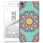Skal till Sony Xperia Z5 Premium - Blommigt mönster - Turkos