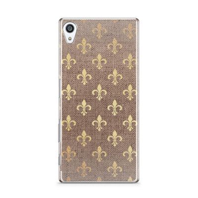 Skal till Sony Xperia Z5 Premium - Canvas Blommor - Guld/Brun