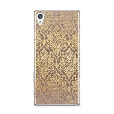 Skal till Sony Xperia Z5 Premium - Canvas Damask - Guld/Brun