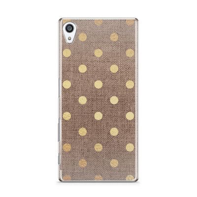 Skal till Sony Xperia Z5 Premium - Canvas Polka - Guld/Brun