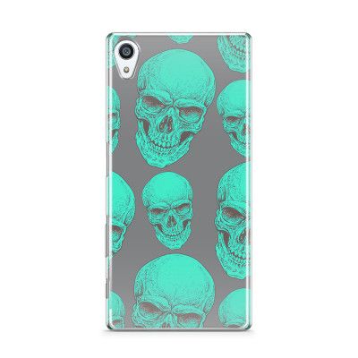 Skal till Sony Xperia Z5 Premium - Dödskallar - Turkos