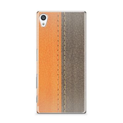Skal till Sony Xperia Z5 Premium - Läder - Orange/Brun