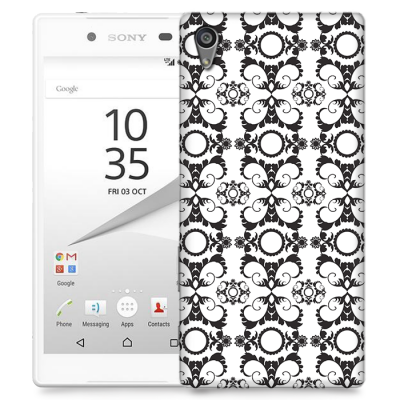 Skal till Sony Xperia Z5 Premium - Mönstrad tapet - Vit/Svart