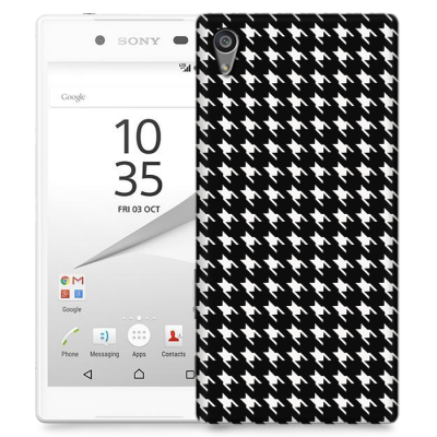 Skal till Sony Xperia Z5 Premium - Mönstrat tyg - Svart