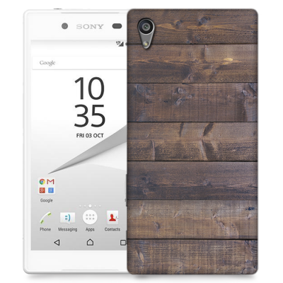 Skal till Sony Xperia Z5 Premium - Mörkbetsade plank