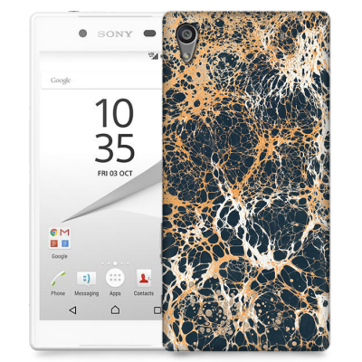 Skal till Sony Xperia Z5 Premium - Marble - Svart/Guld