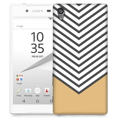 Skal till Sony Xperia Z5 Premium - Ränder - Beige/Vit