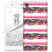 Skal till Sony Xperia Z5 Premium - Ränder - Blommor