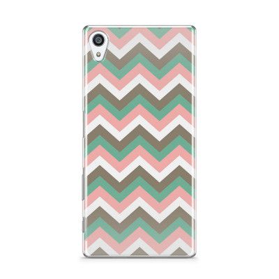 Skal till Sony Xperia Z5 Premium - Ränder - Brun/Rosa