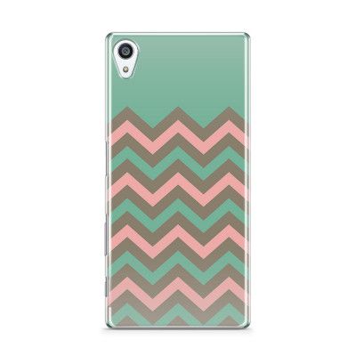 Skal till Sony Xperia Z5 Premium - Ränder - Grön/Rosa