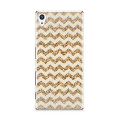 Skal till Sony Xperia Z5 Premium - Ränder - Guld/Beige