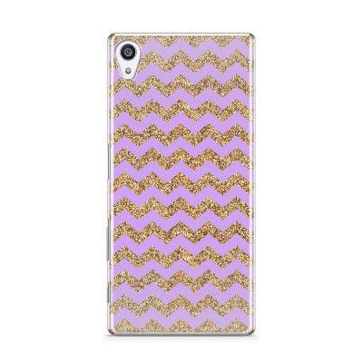 Skal till Sony Xperia Z5 Premium - Ränder - Guld/Lila
