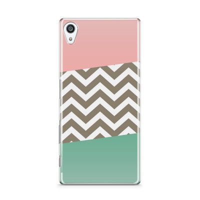 Skal till Sony Xperia Z5 Premium - Ränder - Mörkgrön/Rosa