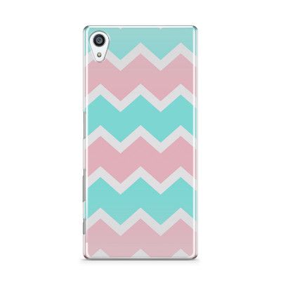 Skal till Sony Xperia Z5 Premium - Ränder - Mint/Rosa