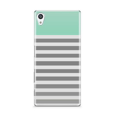 Skal till Sony Xperia Z5 Premium - Ränder - Mint/Vit