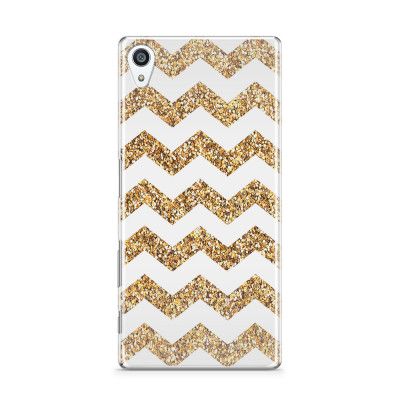 Skal till Sony Xperia Z5 Premium - Ränder - Vit/Guld