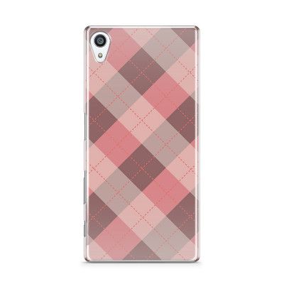 Skal till Sony Xperia Z5 Premium - Rutig - Rosa/Grå
