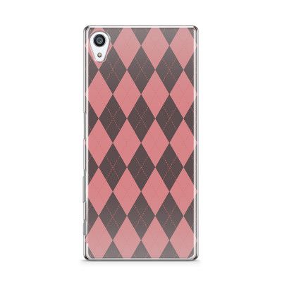 Skal till Sony Xperia Z5 Premium - Rutig - Rosa/Svart