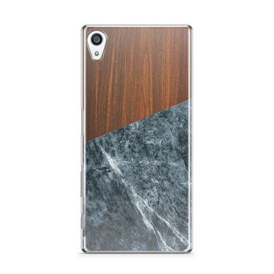 Skal till Sony Xperia Z5 Premium - Wooden Marble Dark B