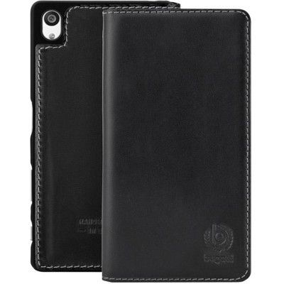 BUGATTI Äkta Läder Oslo Fodral till Sony Xperia Z5 - Svart