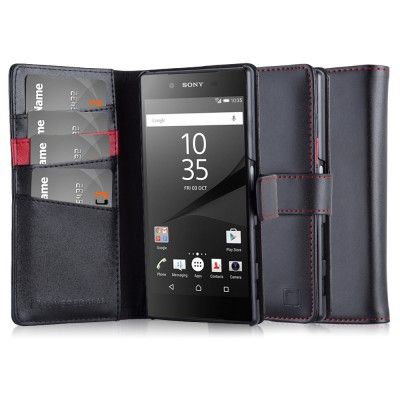 CoveredGear Äkta Läder Plånboksfodral till Sony Xperia Z5 - Svart