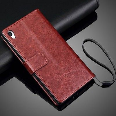 Plånboksfodral läder till Sony Xperia Z5 - Brun