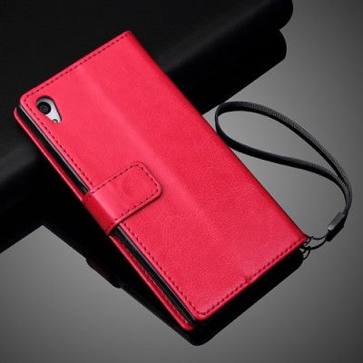 Plånboksfodral läder till Sony Xperia Z5 - Magenta
