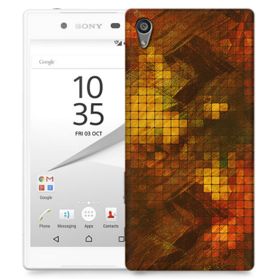 Skal till Sony Xperia Z5 - Borstat rutor - Röd