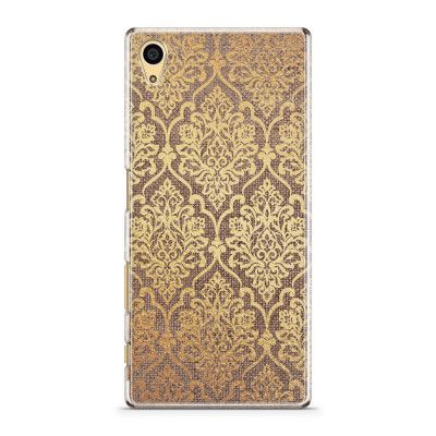 Skal till Sony Xperia Z5 - Canvas Damask - Guld/Brun