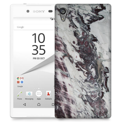 Skal till Sony Xperia Z5 - Marble - Vit/Svart